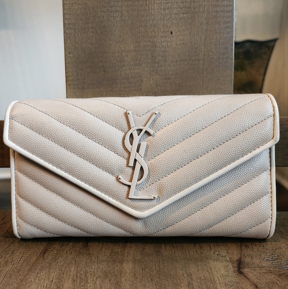 Saint Laurent Rose Poudre Matelasse Leather Monogram Continental Wallet - Picture 1 of 14